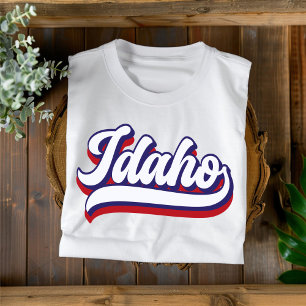 Idaho Rot Weiß Blau Vintage-Script T-Shirt