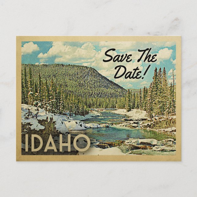 Idaho Save the Date Mountain River Snow Ankündigungspostkarte (Vorderseite)