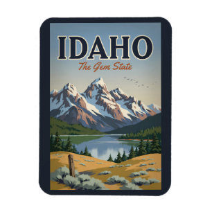 Idaho Sawtooth-Gebirgskette Illustration Reise Kun Magnet
