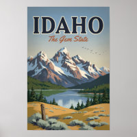 Idaho Sawtooth-Gebirgskette Illustration Reise Kun