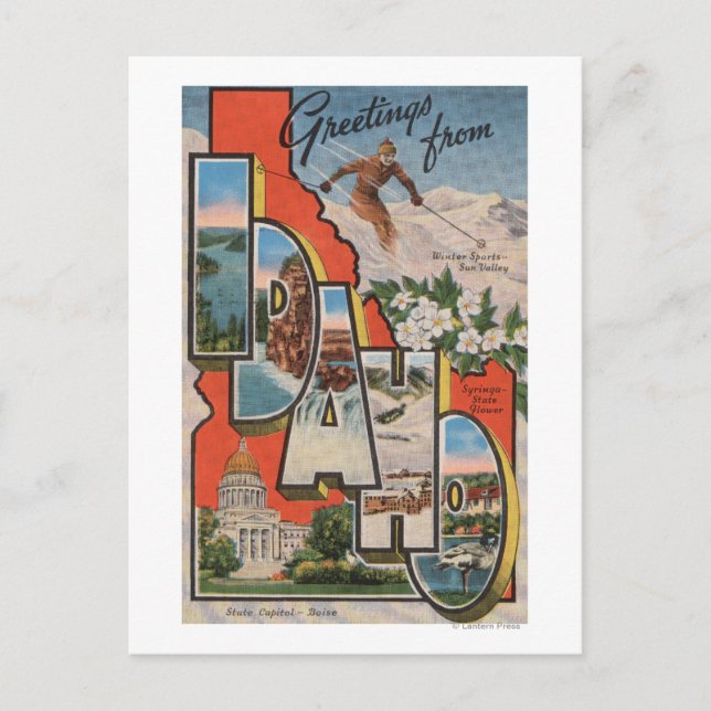 Idaho (Skifahren)Große BriefmarkenszenenIdaho Postkarte (Vorderseite)