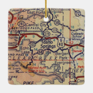 Idaho Springs CO Vintage Karte Keramikornament