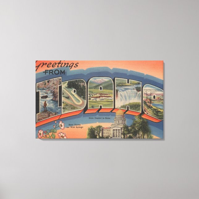 Idaho (Staat Hauptstadt/Blume) - Grosser Brief Leinwanddruck (Vorderseite)