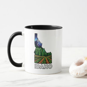 Idaho Staat Kontur Tattoo Style Potato Fields Tasse