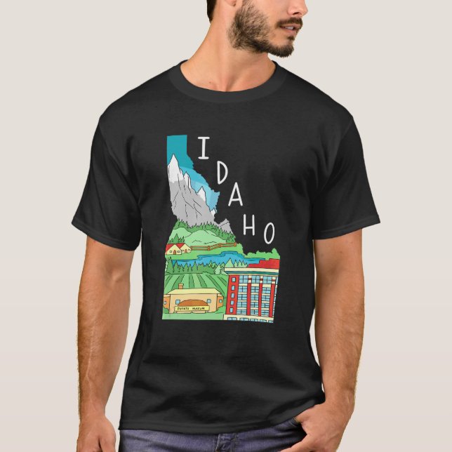 Idaho Staat Landschaft Staat Idaho Berge T-Shirt (Vorderseite)