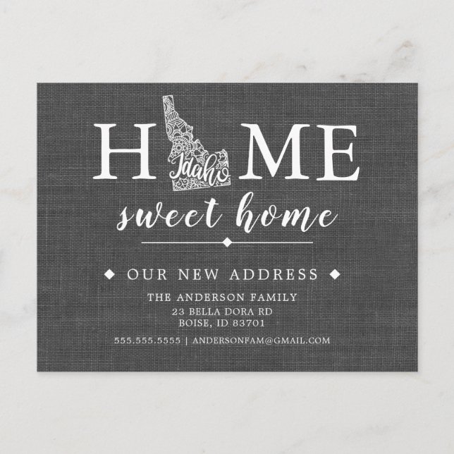 IDAHO Staat Moving Announcement Post Card Ankündigungspostkarte (Vorderseite)