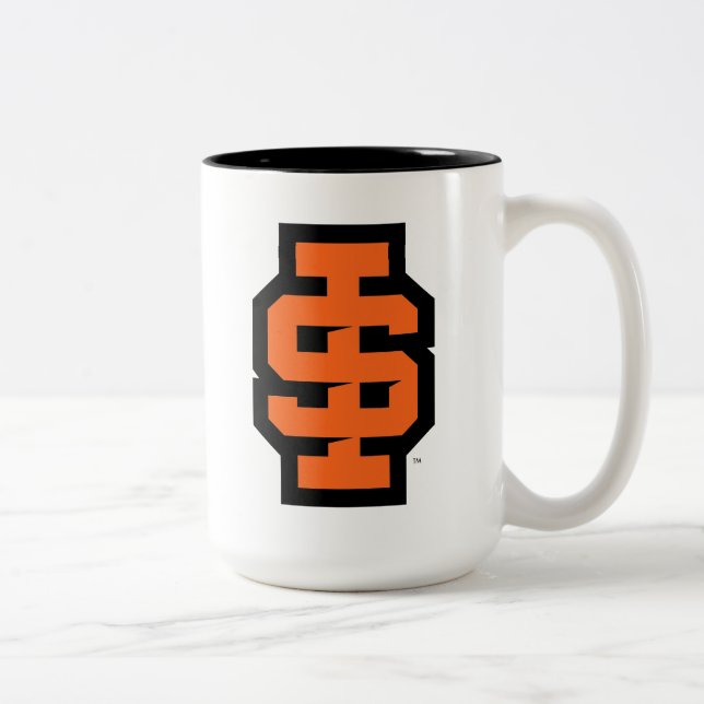 Idaho Staat University Bold Bengals Logo Zweifarbige Tasse (Rechts)