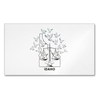 Idaho State Map with Justice Scales and Peace Dove Magnetische Visitenkarte