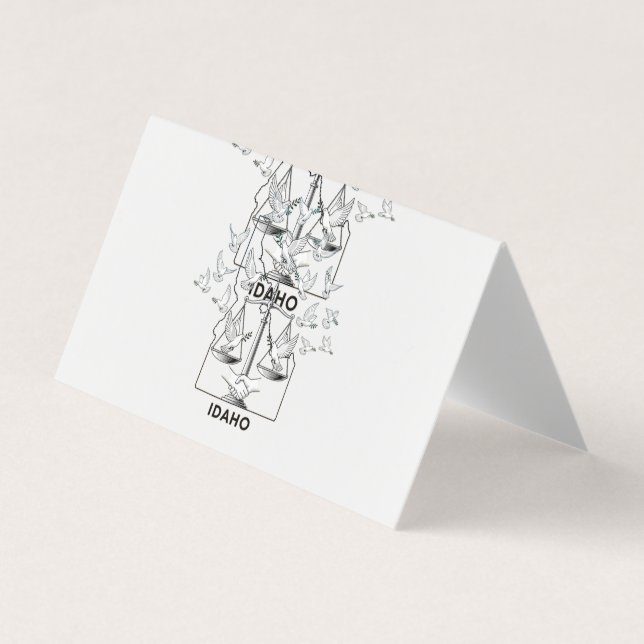 Idaho State Map with Justice Scales and Peace Dove Visitenkarten (Vorderseite)