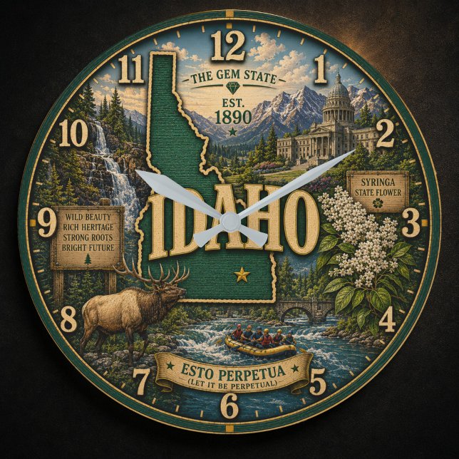 Idaho State Mountain Landscapes  Große Wanduhr (Von Creator hochgeladen)