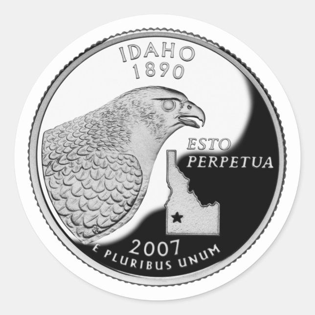 Idaho State Quarter Runder Aufkleber (Vorderseite)
