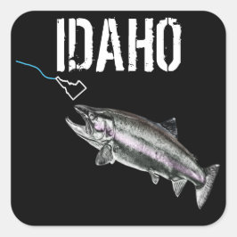 IDAHO STEELHEAD - HIER FISCHFISCHE - STREKENDE IDA QUADRATISCHER AUFKLEBER