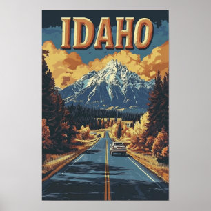 Idaho USA Art Vintag Illustration Travel Poster