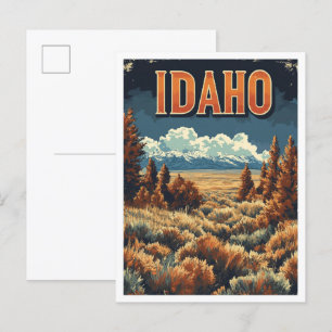 Idaho USA Art Vintag Illustration Travel Postkarte