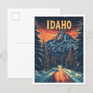 Idaho USA Art Vintag Illustration Travel Postkarte