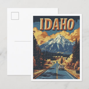 Idaho USA Art Vintag Illustration Travel Postkarte