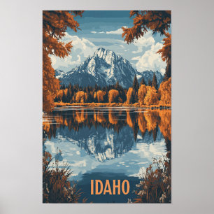 Idaho USA Vintag Illustration Travel Poster