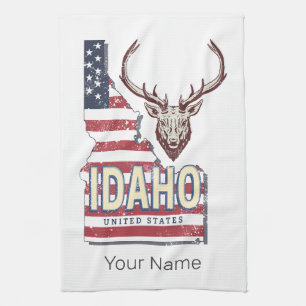Idaho Vereinigte Staaten Retro-Karte Vintage-Hirsc Geschirrtuch