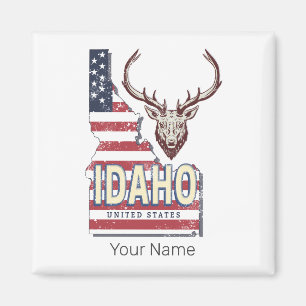 Idaho Vereinigte Staaten Retro-Karte Vintage-Hirsc Magnet