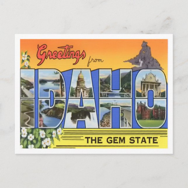 Idaho Vintag Big Letters Postcard Postkarte (Vorderseite)