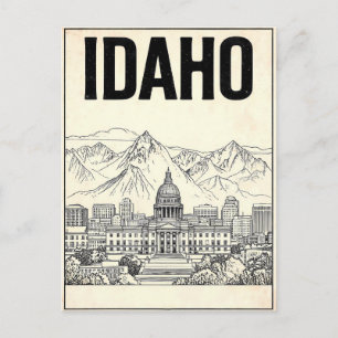 Idaho Vintage Line Art Reise-Postkarte Postkarte