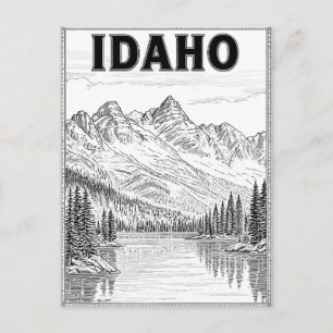 Idaho Vintage Line Art Reise-Postkarte Postkarte