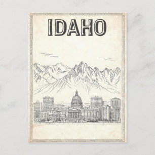 Idaho Vintage Line Art Reise-Postkarte Postkarte