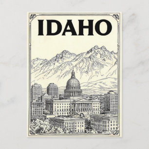 Idaho Vintage Line Art Reise-Postkarte Postkarte