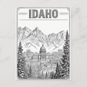 Idaho Vintage Line Art Reise-Postkarte Postkarte