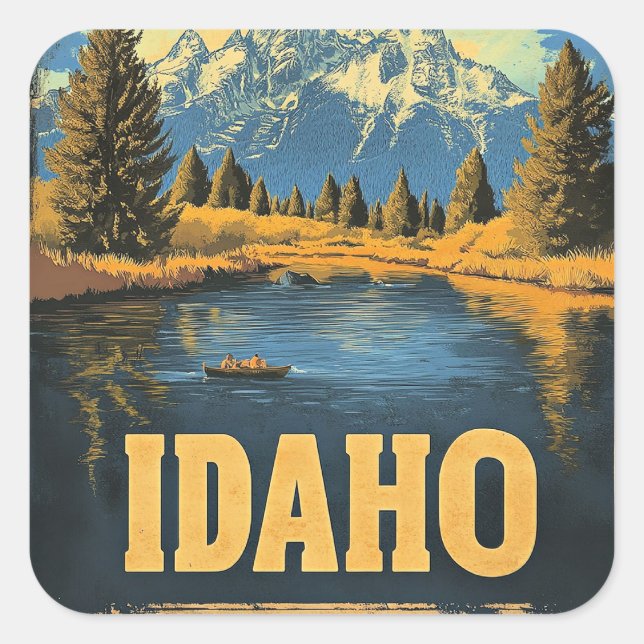 Idaho Vintage Reiseplakat Quadratischer Aufkleber (Vorderseite)