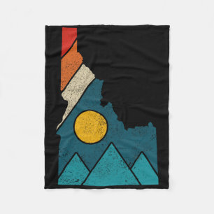 Idaho Vintage-Staatskarte Berge Wanderer Camping  Fleecedecke