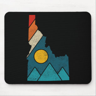 Idaho Vintage-Staatskarte Berge Wanderer Camping Mousepad