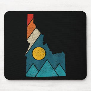 Idaho Vintage-Staatskarte Berge Wanderer Camping Mousepad