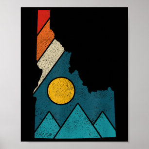 Idaho Vintage-Staatskarte Berge Wanderer Camping  Poster