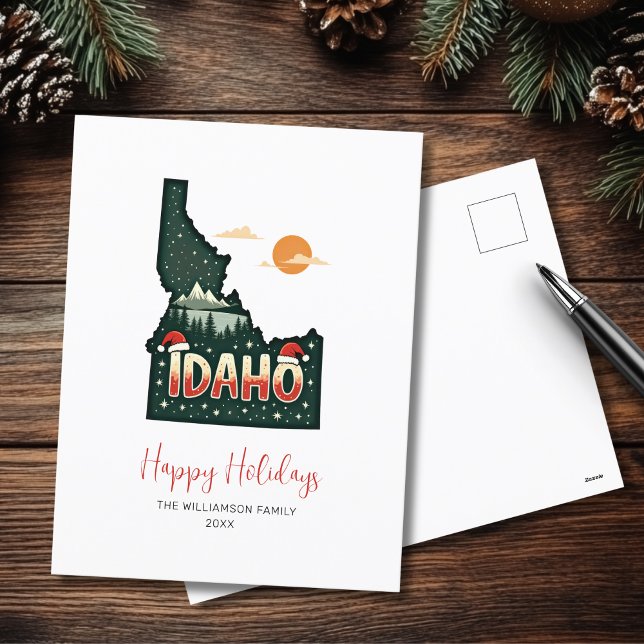 Idaho Weihnachten Staat Karte Happy Holidays (Personalize with family name and year.)