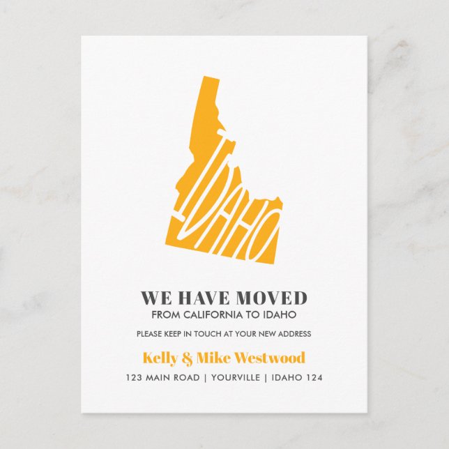 IDAHO Wir haben neue Adresse Neue Zuhause verschob Postkarte (Vorderseite)