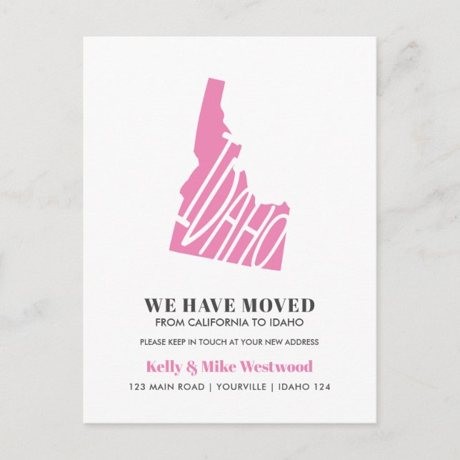 IDAHO Wir haben neue Adresse Neue Zuhause verschob Postkarte (Vorderseite)