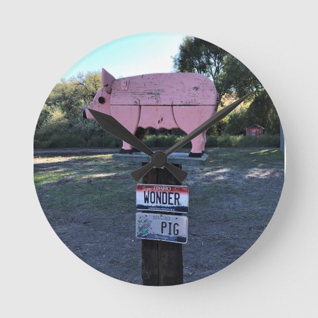 Idaho Wonder Pig, Funny Runde Wanduhr (Vorderseite)