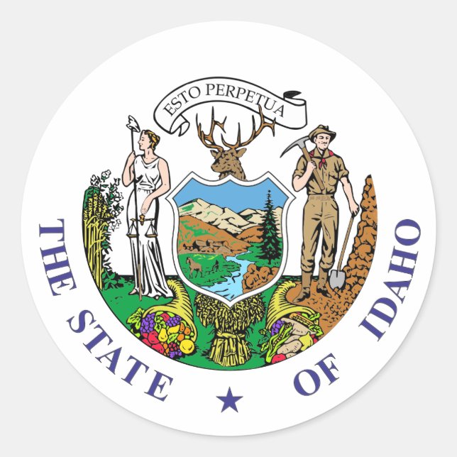 Idaho-Zeichen Runder Aufkleber (Vorderseite)