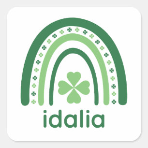 Idalia Name Clover Boho Rainbow Quadratischer Aufkleber