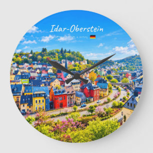 Idar-Oberstein, Deutschland - Bunte Stadt Große Wanduhr