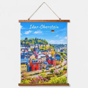 Idar-Oberstein, Deutschland - Bunte Stadt Wandteppich Mit Holzrahmen