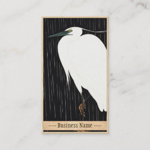 Ide Gakusui Weißer Reiher im Regen ukiyo-e japanis Visitenkarte