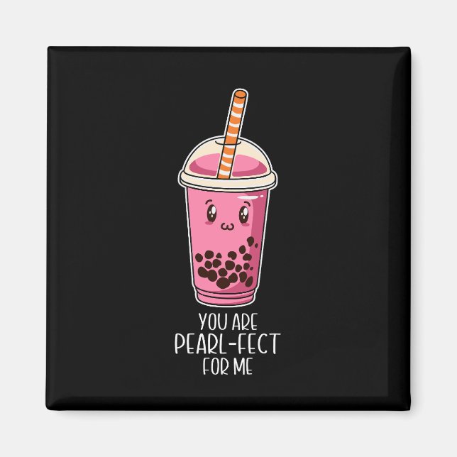 Ideal für mich boba Perltee kawaii schwarz Magnet (Vorne)