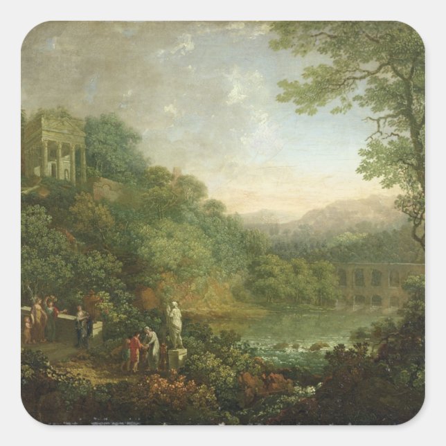 Ideal Landschaft, 1776 Quadratischer Aufkleber (Vorderseite)