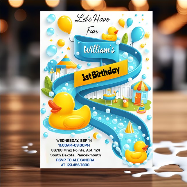 Ideal Splash Bubbles Summer Duck Foam 1. Geburtsta Einladung (Von Creator hochgeladen)