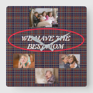 Ideale Möglichkeit, Mama Liebe zu zeigen Tartan Ka Quadratische Wanduhr