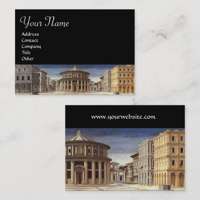 IDEALE STADT, Renaissance Architekt Schwarz Visitenkarte (Vorne/Hinten)