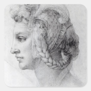 Idealer Leiter einer Frau, c.1525-28 Quadratischer Aufkleber
