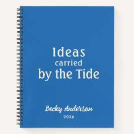 Ideas by the Tide, Beach Notes, Blue Custom Name Notizbuch
